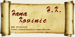 Hana Kovinić vizit kartica